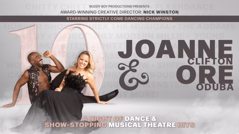 CELEBRATING TEN YEARS OF SHOW-STOPPING MOMENTS! 10 years ago, Ore Oduba and Joanne Clifton won the trophy and the nation's heart as the winners of BBC's Strictly Come Dancing. In the decade since, they've built glittering careers in musical theatre, playing leading roles in everything from Shrek to The Rocky Horror Show, Hairspray to Chitty Chitty Bang Bang. Now join them on tour for an intimate new show to celebrate their enduring partnership. Reunited on stage for the first time under the direction of award-winning director/choreographer Nick Winston (Young Frankenstein - WhatsOnStage Award Winner 2026), Joanne and Ore will take you on a thrilling journey from their first dance on Strictly Come Dancing through the many shows that have defined their careers since. Don't miss this intimate portrait of two sensational, multi-talented performers doing what they do best in an unforgettable evening of song, stories and dance! Heading to The Hawth on Wed 19th Aug. https://www.parkwoodtheatres.co.uk/the-hawth/whats-on/10---joanne-and-ore-champions-reignited
